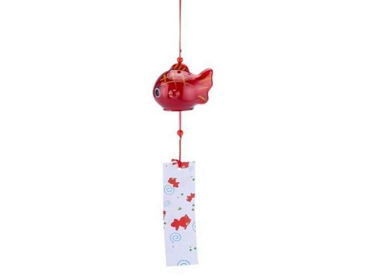 Windspiel Goldfisch Glas Rot 39 cm, 7x6x39 cm, Dekoration, Gartendeko