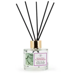 Fragrance and Style GmbH Reed Diffuser, Aroma Diffuser, Duftöl Diffuser | Eucalyptus & Lemongrass | 100 ml, Glas, ohne Flamme & Strom