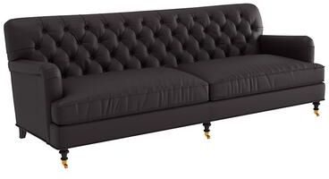 Maggie 96 Inch Leather Sofa - Espresso Leather, Espresso Flannel - Ballard Designs