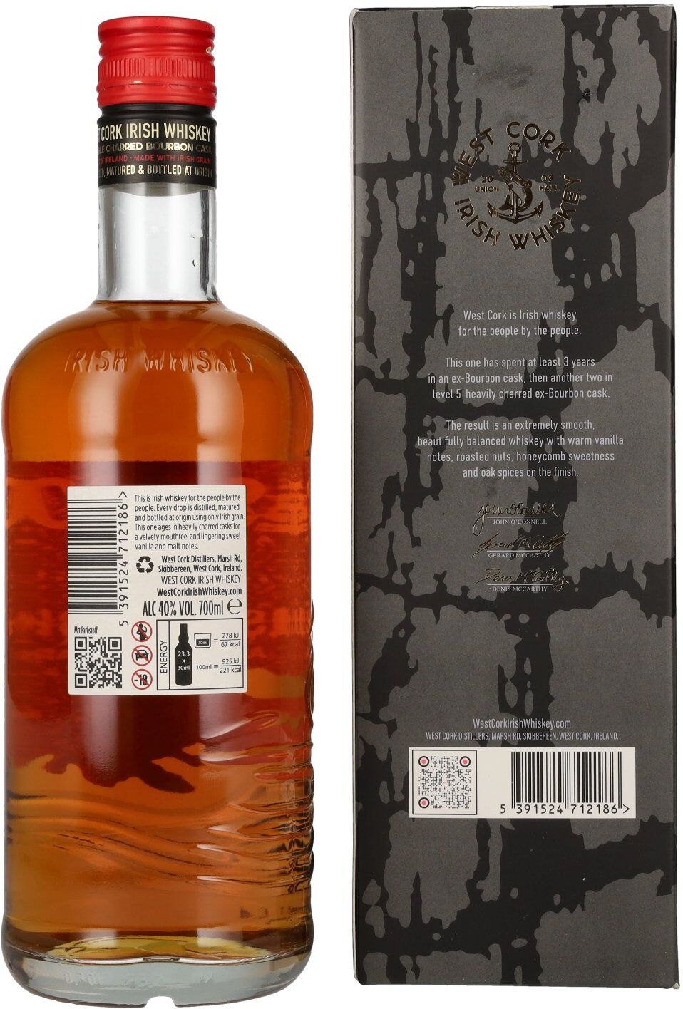 West Cork Irish Whiskey West Cork 5 Years Old Irish Whiskey BLACK CASK Finish 40% Vol. 0,7l in Geschenkbox