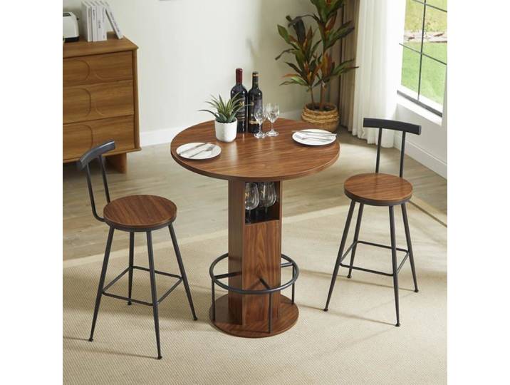 Table de bar table à manger et 2 chaises petite table de cuisine de hauteur de comptoir table haute Ensemble de bar salle à manger
