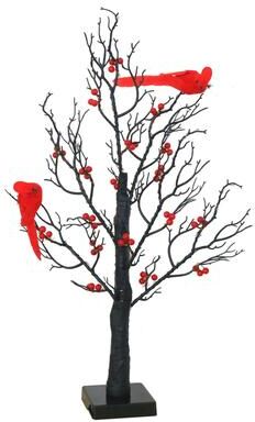 Uplift Treasures LED Vintage Glowing Tree With Cardinals And Red Berries 1 Pc