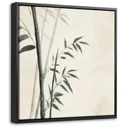 LEINWAND Bilder mit Rahmen - Japandi - Bambus - Beige - 20x20