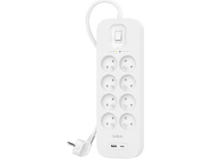 Multiprise de protection contre les surtensions 900J Belkin SRB003CA2M\, 8x AC EU / 1x USB-C PD / 1x USB-A\, blanc