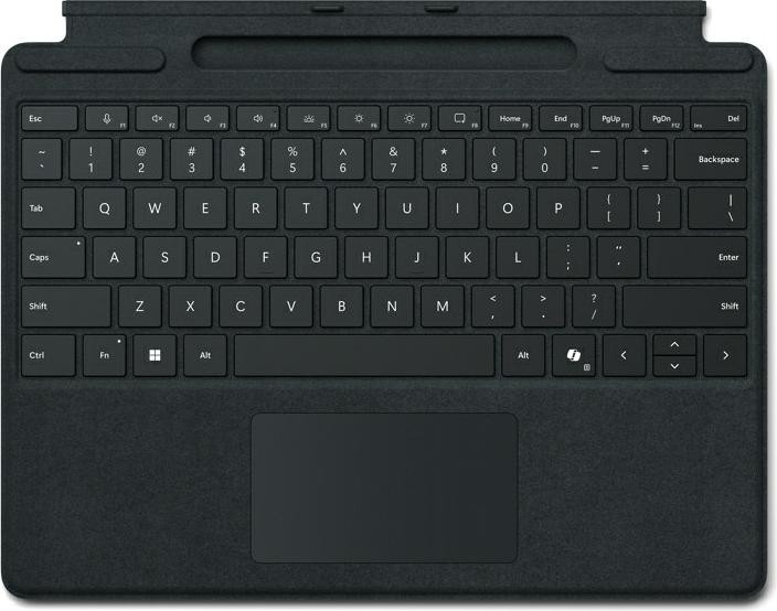 Microsoft Surface Pro toetsenbord met pennenhouder en touchpad, Zwart Alcantara, voor Surface Pro 10, 9, 8 en X