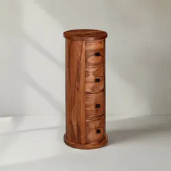 KADIMA DESIGN Rustikale Sheesham Kommode mit 4 Schubladen, Stilvolle Jugendstil Einrichtung, großer Stauraum