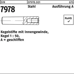 Kegelstift DIN 7978/ISO 8736 m.Innengewinde A 20x80 Kegel 1:50 5St.