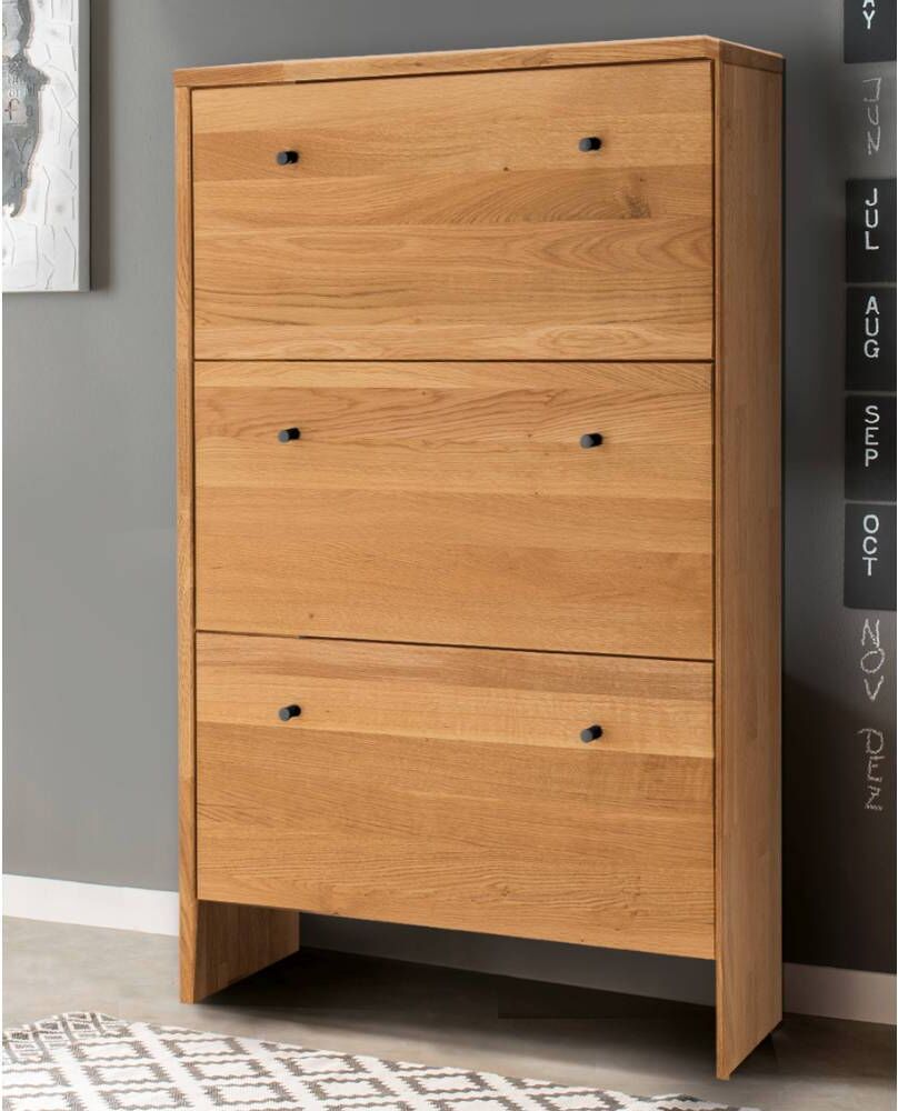 Pharao24.de Schuh Klappenschrank aus Wildeiche Massivholz 3 Klappen