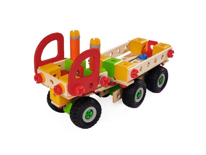 LKW Constructor aus Holz, Konstruktionsspielzeug, LKW, Pick-Up, Kipper, Lieferwagen