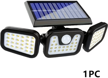 Inspire Curations 74 LED Solar Motion Sensor Light 3 Head Outdoor Security Wall Lamp white Light