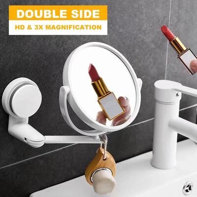 Uplift Essentials Double Sided Wall Mounted Makeup Mirror With Suction Arm double sided