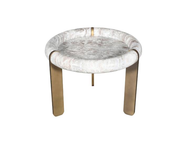 Signature Couchtisch Klein marmor metall 60/60/40 cm, Beige, Naturmaterialen, 60x40x15 cm, Wohnzimmer, Wohnzimmertische, Couchtische