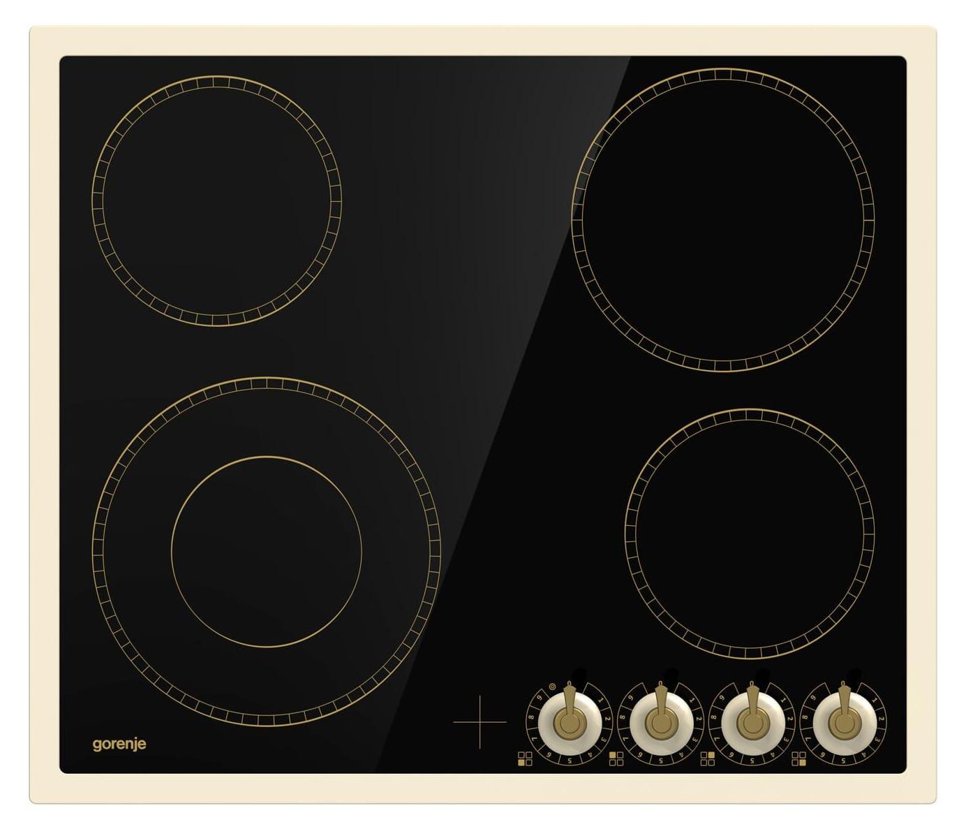 Gorenje EC642CLI Glaskeramik-Kochfeld, Schwarz, Elfenbein, Integriert, Keramik, Glaskeramik, 4 Zone(n), 4 Zone(n)