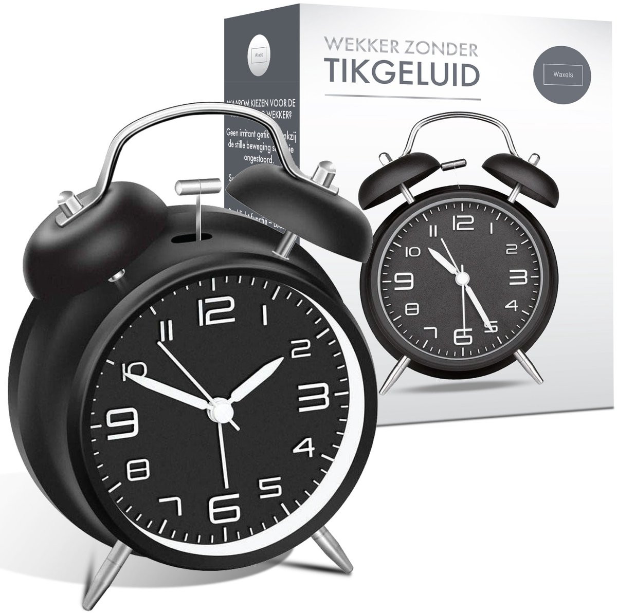 Waxels Analoge Mechanische Tafelwekker - Retro Design - Metaal - 4 Inch
