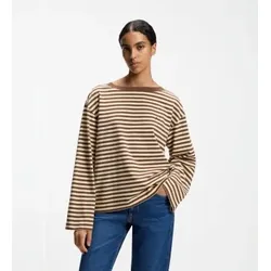 BOSS für Damen. 50569012 Langarmshirt Ewa Stripe braun (S), Lässig, Baumwolle