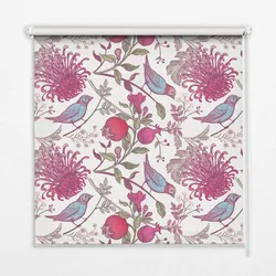 INNENROLLO - Fensterrollo - Rollo - 100x100 cm - Bunte Vögel zwischen den Blumen