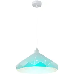 Hängelampe weiß Esstischleuchte Wohnzimmerlampe Fernbedienung Dimmer RGB LED Pendelleuchte, Metall weiß, 1x RGB LED warmweiß, DxH 40x120 cm