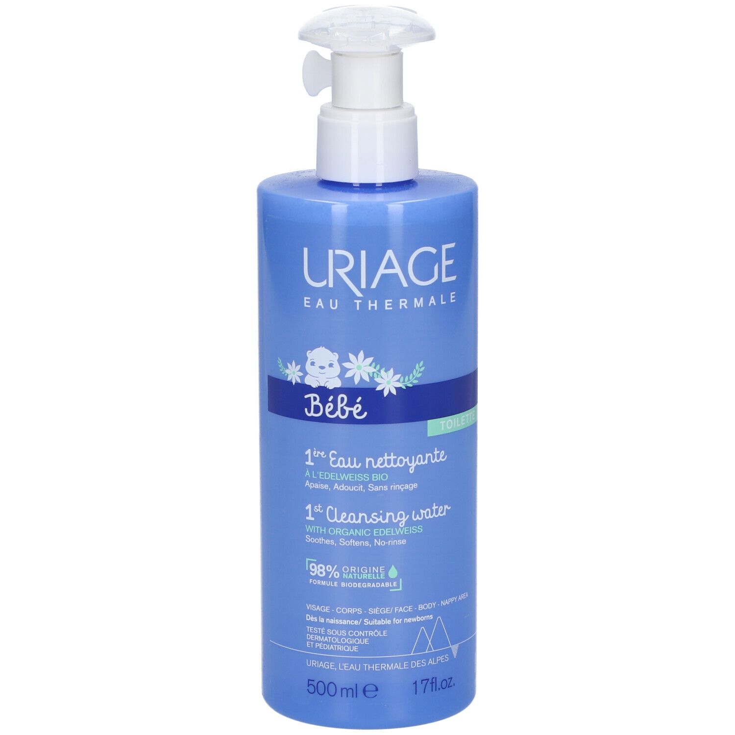 Uriage Baby 1st Cleansing Water with Organic Edelweiss Nieuwe Formule 500 ml Körperpflege