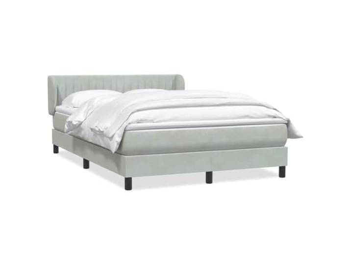 LKJephalotrope Boxspringbett mit Matratze Samt Hellgrau 160x210 cm Komplettes Doppelbett fürs Schlafzimmer mit Taschenfederkernmatratze, Topper und verstellbarem Kopfteil in Samtoptik.