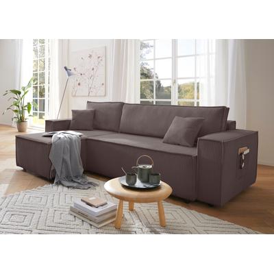 Ecksofa OTTO HOME "CASSI L-Form, 241cm - OTTO. Verlässliche Qualität.", braun (taupe), B:241cm H:80cm T:147cm, Sofas, Ecksofa, Schlaffunktion (133/200), Bettkasten, auch in Cord