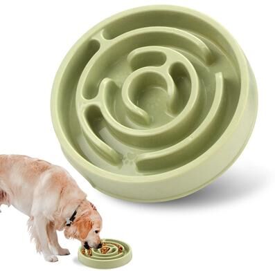 Inspire Select Non Slip Slow Feeder Dog Bowl Fun Anti Gulping Puzzle Feeding Dish For Puppies & Dogs, Eco Friendly Slower Eating Bowl light Green