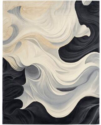 Nourison Prismatic Ivory Black Abstract Chic Hand-Tufted Indoor Rug