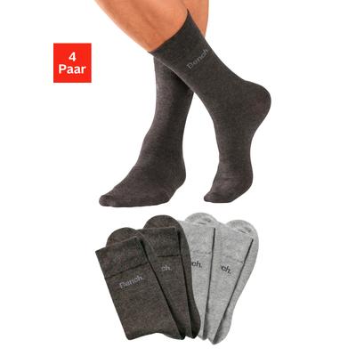 Basicsocken BENCH., Herren, Gr. 39-42, schwarz (2x anthrazit, meliert, 2x grau, meliert), Baumwollmischung, meliert, unifarben, elastisch, Socken, in angenehm weicher Markenqualität