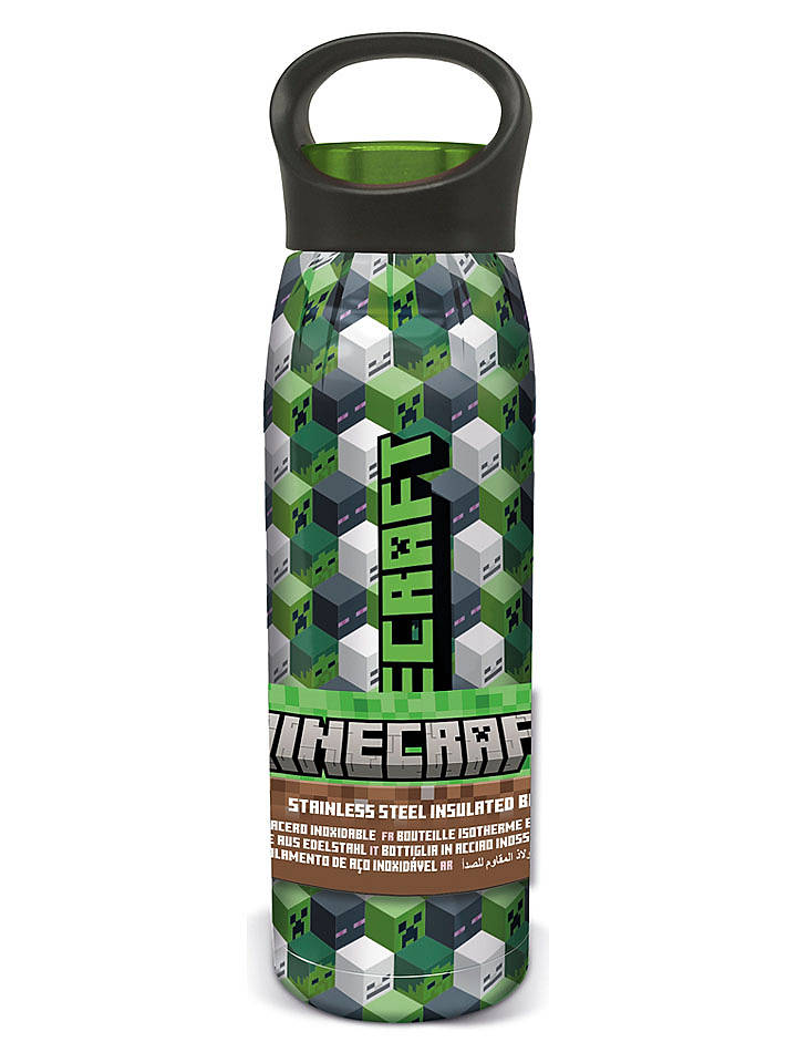 Stor Thermoflasche "Minecraft" in Grün/ Schwarz - 665 ml - onesize