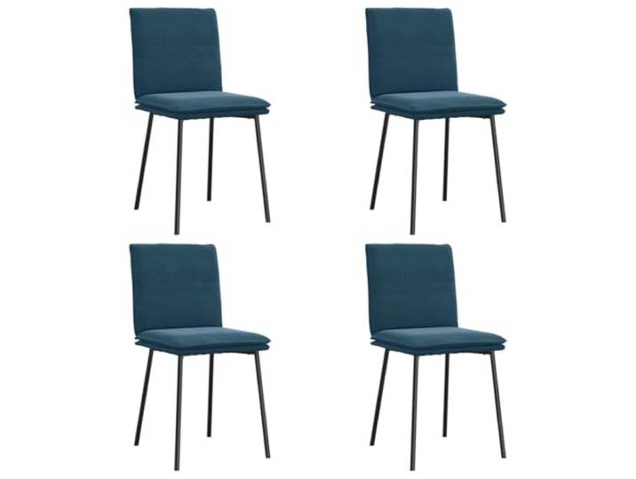 HKLGBVCR Esszimmerstühle, Blau, Velours, Metall und Holz, 4 Stück Weicher Samt, Sitzfläche aus dickem Schaumstoff, Rahmen aus Metall und Holz, Esszimmer, Wohnzimmer, Gästezimmer