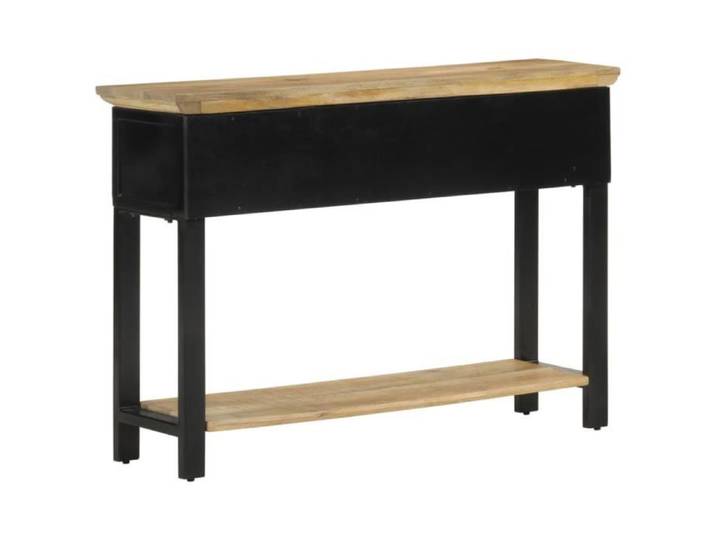 Table console - AKOZON - 110x30x75 cm - Bois de manguier massif - 2 tiroirs - Noir
