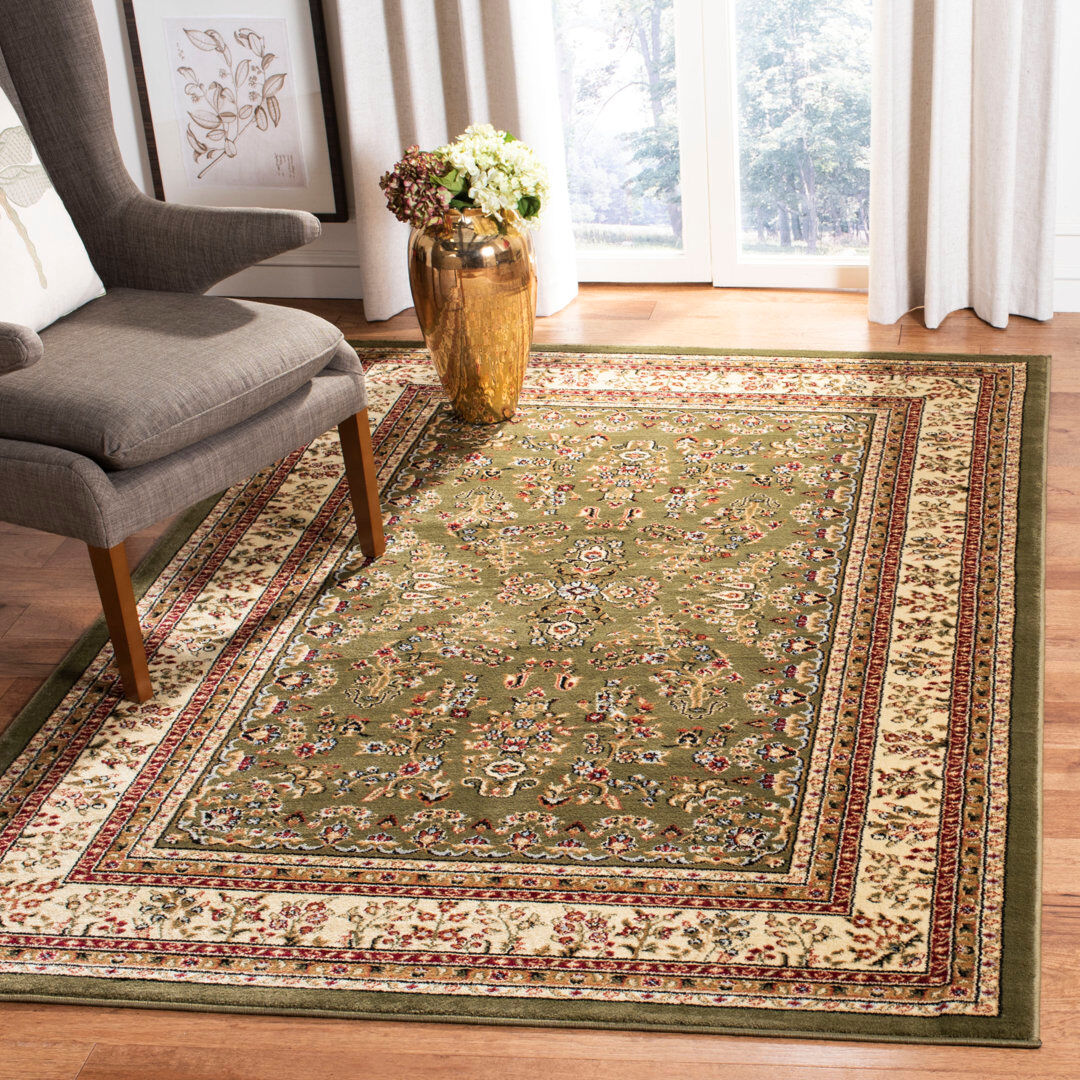 Marlow Home Co. Lyndhurst Oriental Area Rug In Sage / Ivory Ivory Round 160 cm