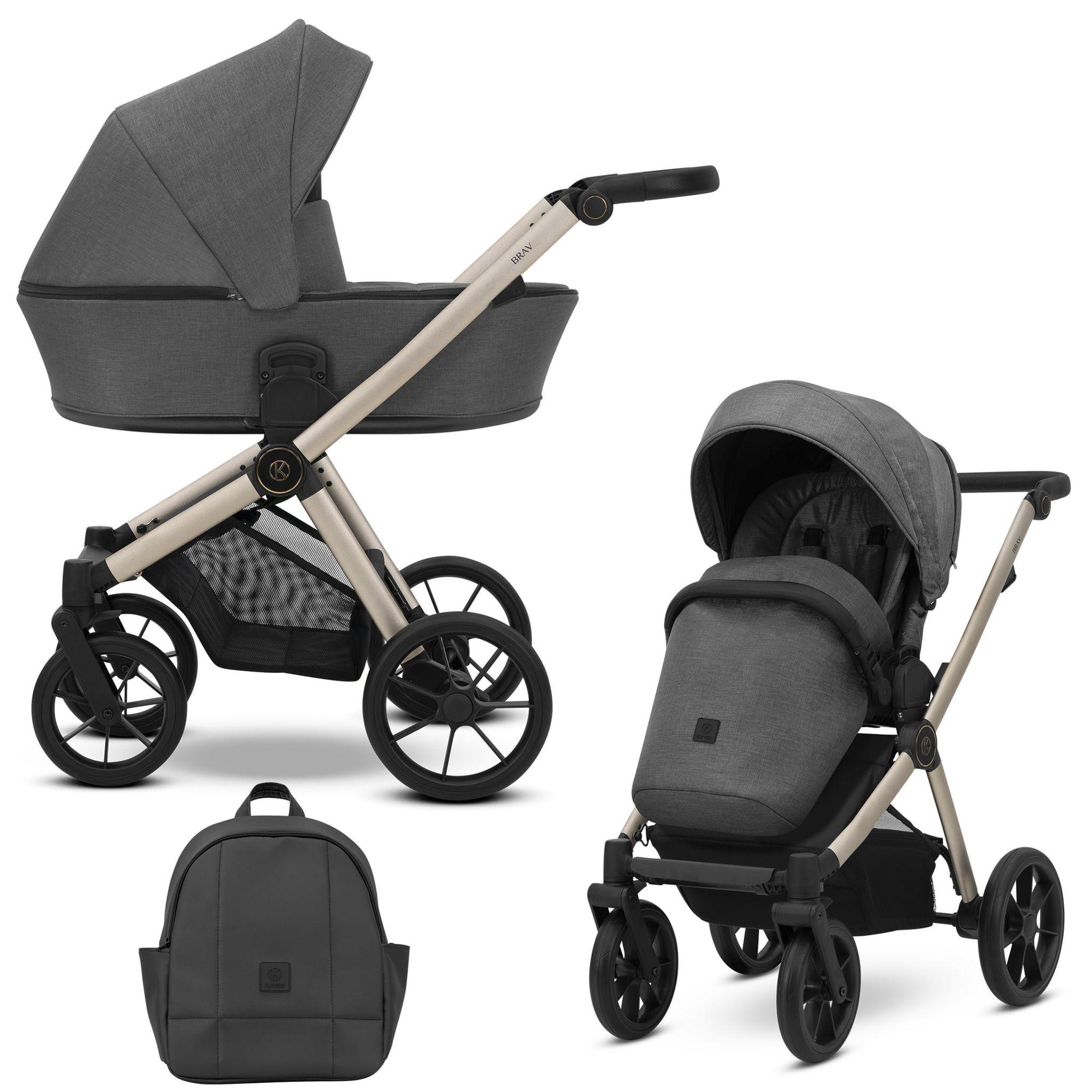 Kinderwagen Kunert Brav 2in1 - Champagnerfarbene Rahmen - Farbe: Graphit