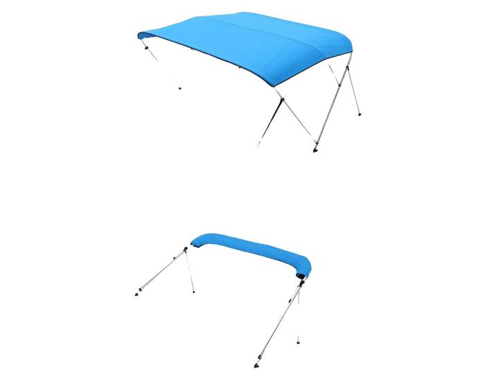 VEVOR Biminitop Bâche pour bateau (3 arcs)\, cadre en aluminium\, biminitop étanche avec sac de rangement\, 185-198 cm (B) Bleu