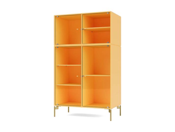 Montana Ripple III Vitrinenschrank 69,6x117,6x38 cm Acacia-Beine brass