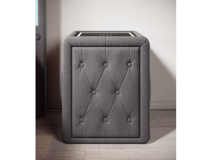 Designer Nachttisch Josy Charge in Samt - Blau - Luxusbetten24