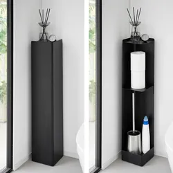 Yamazaki Toilettenpapier Aufbewahrung Design 16x16x80cm stehend auf Rollen "Tower" schwarz