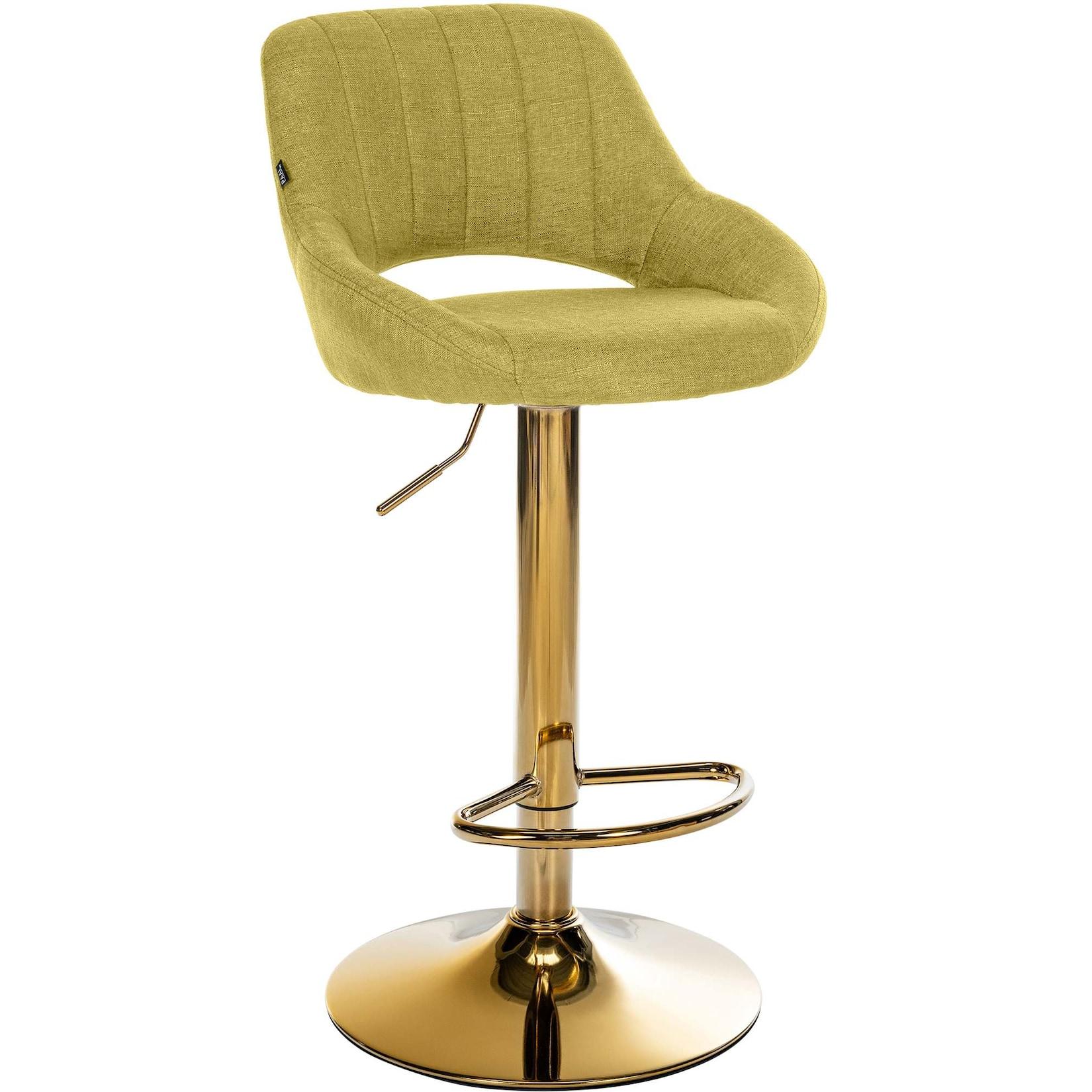 CLP Barhocker Milet Stoff gold - Farbe: grün, Gestellfarbe: gold