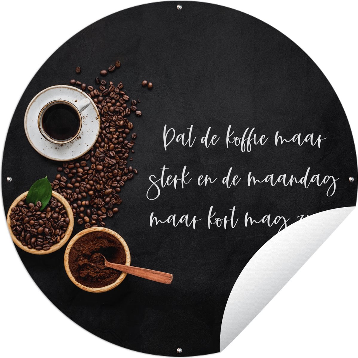 Ronde Tuinposter Tuincirkel Keuken met Espresso Tekst - 120 x 120 cm