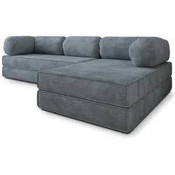 ECKSOFA ETERA modulares Boneless Sofa mit Schlaffunktion Grau Cordstoff