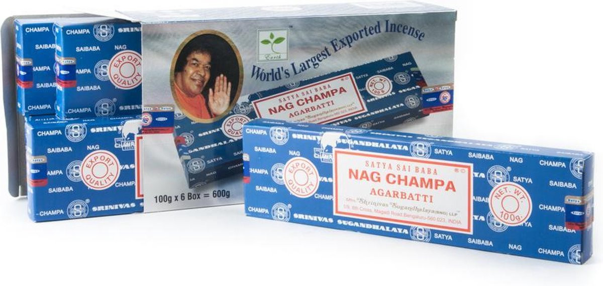 Satya Nag Champa Wierook - 6 doosjes van 100 gram
