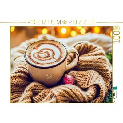CALVENDO Puzzle Cappuccino mit Weihnachtskugel und Decke | 1000 Teile Lege-Größe 64x48cm Foto-Puzzle für glückliche Stunden