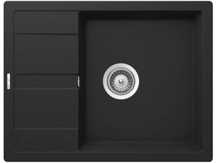 SCHOCK Küchenspüle Manhattan D-100 in Onyx I Granitspüle mit verkürzter Abtropffläche I Einbauspüle für 50 cm Unterschrank I robuste kratzfeste Cristalite Spüle I Spüle mit Excenterbedienung​