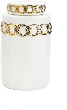 Vivience White Jar with Gold Cover and Design