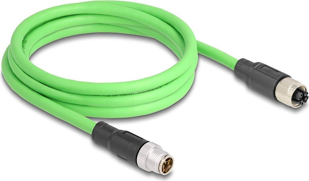 Delock M12-kabel X-gecodeerd 8-polige stekker naar connector PUR TPU 2 meter