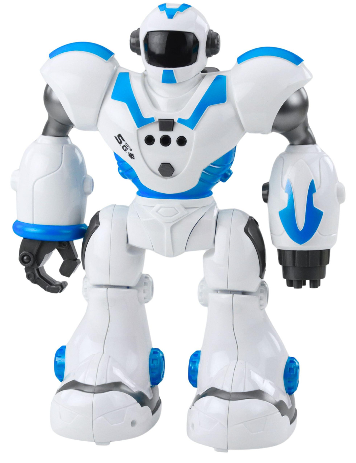LEAN Toys 28840 Interactieve robot met afstandsbediening, 16 functies, lichtjes en geluiden, blauw