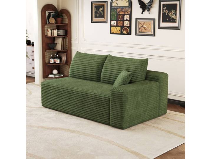Canape Modulable 2 Places Vert Canape Droit FloraGrace Pour Salon Ou Appartement Sans Montage 151x91x84cm