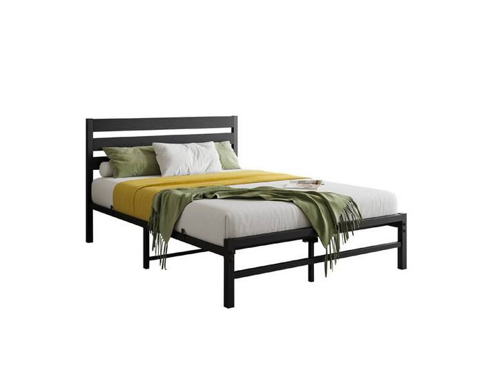 OKWISH Metallbett Modernes Design (Metallbett mit komfortablem Kopfteil, stabiler Konstruktion, 140x200cm Inklusive Matratze), perfekt für Erwachsene und Jugendliche