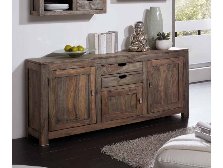 Sideboard Sheesham 160x42x75  grau geölt NATURE GREY #89