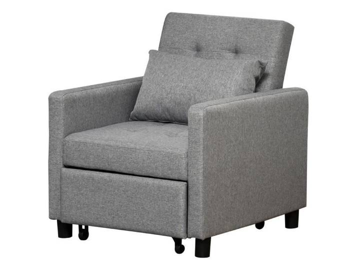 Fauteuil chauffeuse convertible - SPEZIA - Gris - 1 place - Déhoussable - Tissu moelleux