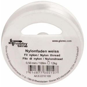 Glorex Nylonfaden 6 2210 109, auf Spule, weiß, Ø 0,5 mm x 100 m, Tragkraft bis 12 kg